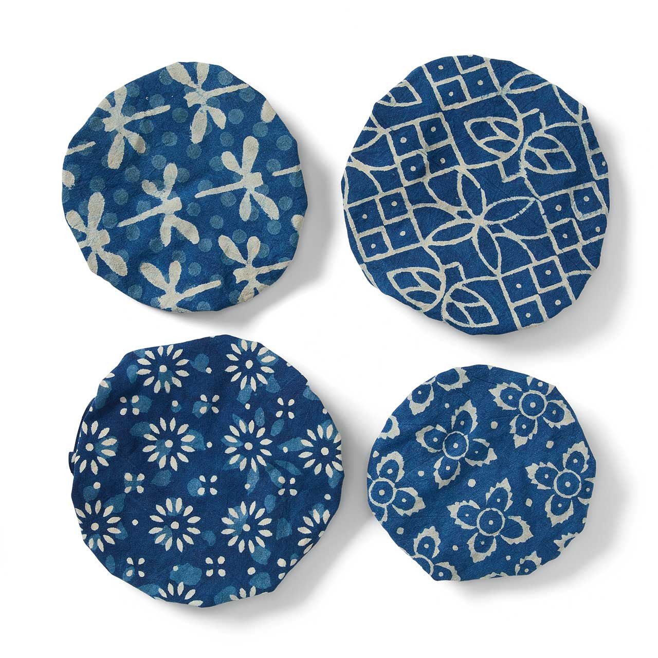 Indigo Dabu Bowl Covers - Set of 4