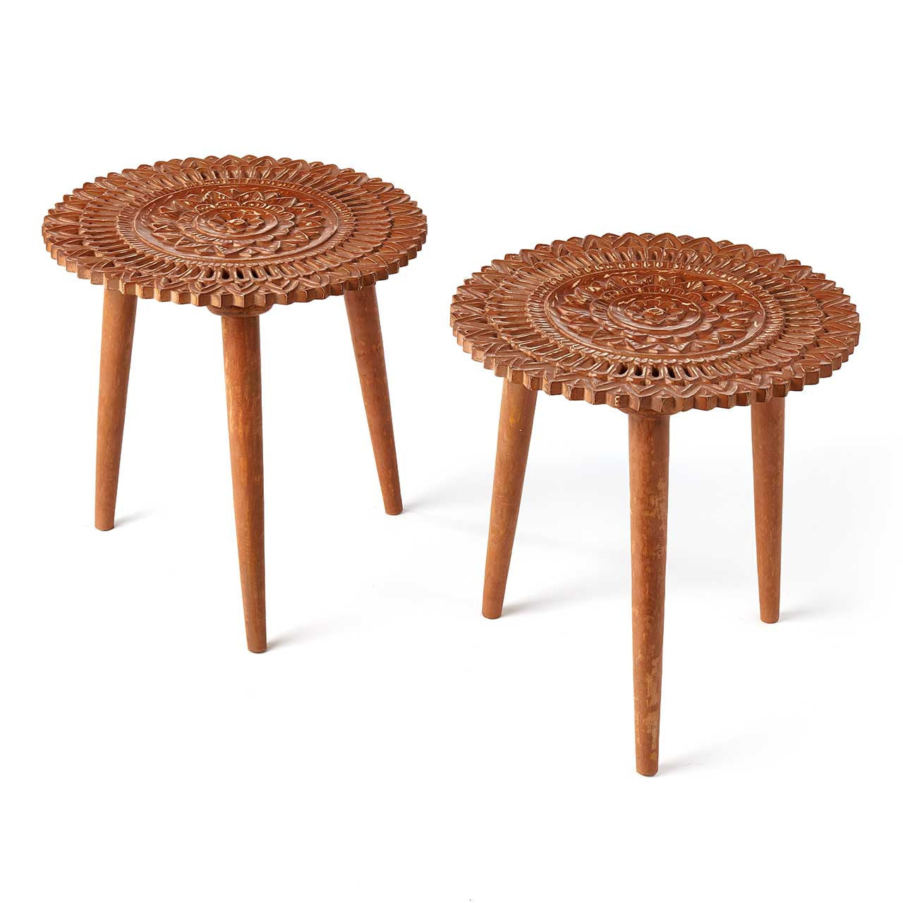 Sienna Carved Tables - Set of 2