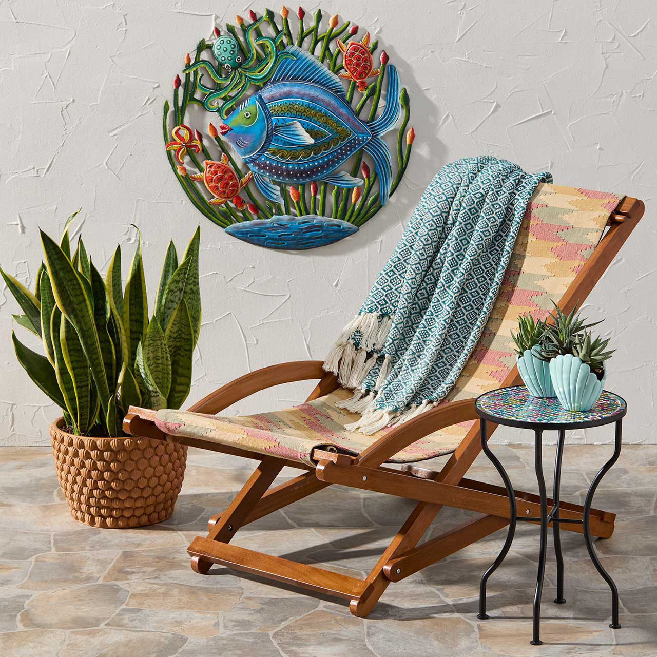 Rainbow Seashell Mosaic Table